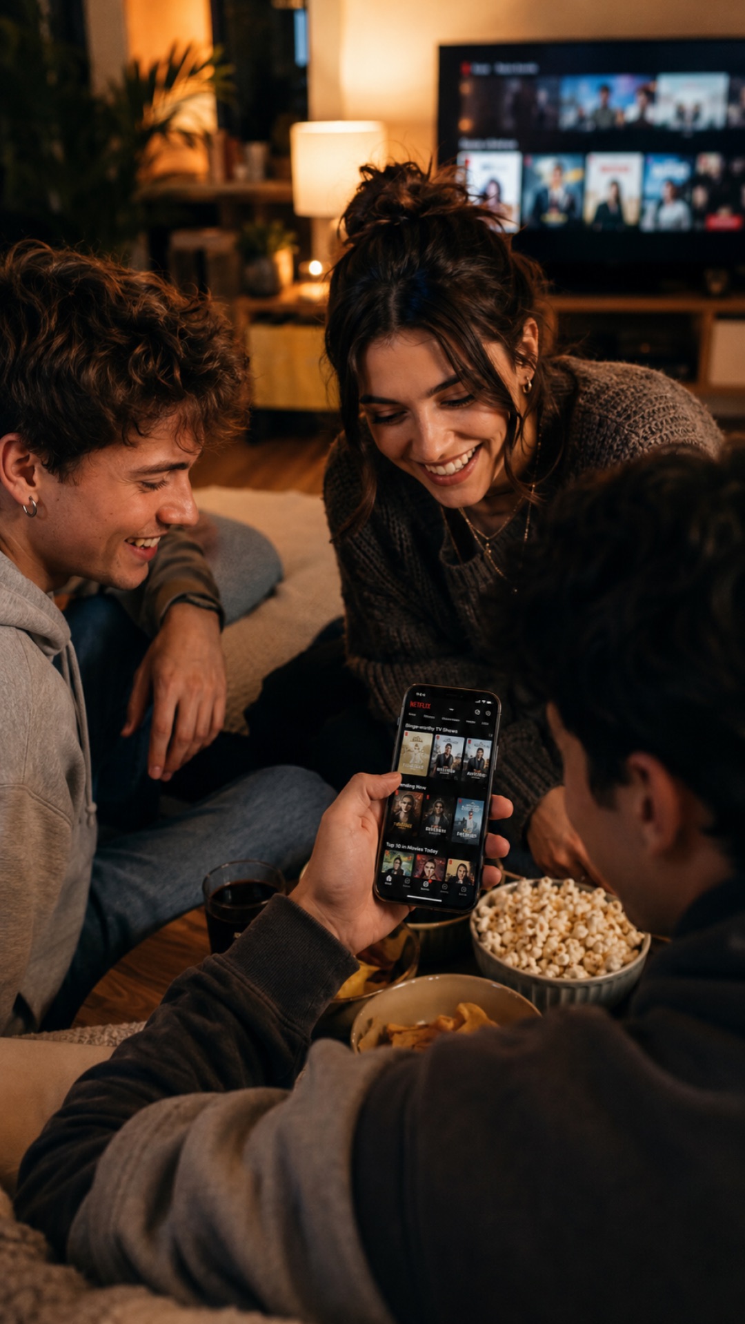 Junge Menschen mit Smartphone und Spielen, Entertainment zu Hause