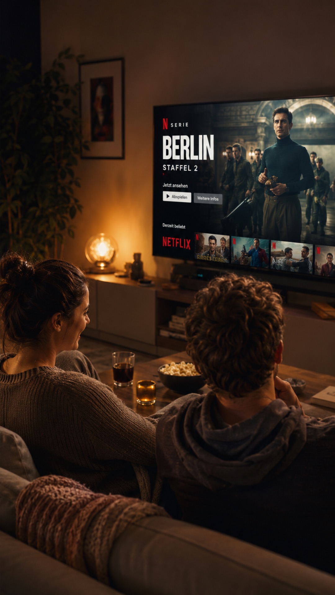 Paar streamt entspannt zu Hause auf dem Sofa